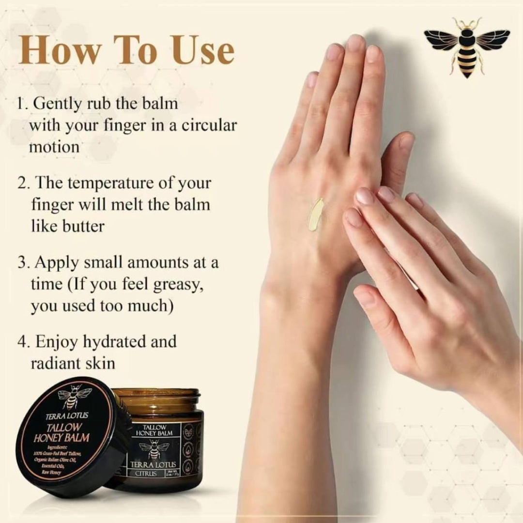 Organic Tallow Honey Balm - Moisturize &Soothe Your Skin The Natural Way